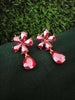 E0728_Lovely crafted floral design ear drop hanging with a touch of dazzling stone work.