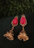 E0735_Gorgeous german silver oxidized jumkas with a touch of pink stones and bead drops.