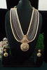 N0130_Gorgeous elaborated grey Crystal layered necklace set studded with kundan stones with a touch of pearls.