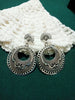 E0745_Trendy crafted german silver oxidized earrings with delicate work.