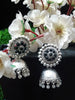 E0736_Lovely german silver oxidized jumkas with a touch of black stones and bead drops.