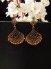 E0758_Lovely crafted German silver oxidized earrings with a touch of beads.