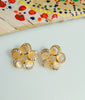E0810_Lovely flower design studs with a touch of beads and dazzling stones.