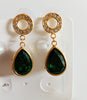 E0827_Lovely vibrant green stone studded ear drop hanging.