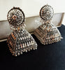 E0621_Classy German Silver oxidized crafted jumkas with beautiful design (Medium size).