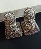 E0621_Classy German Silver oxidized crafted jumkas with beautiful design (Medium size).