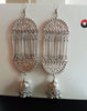 E0830_Gorgeous crafted oxidized hanging with delicate work with a touch of beads along with jumka drop.
