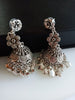 E0831_Gorgeous crafted oxidized chain drop hanging jumkas with delicate work with a touch of beads.