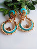 E0573_ Gorgeous traditional style Meenakari danglers with a touch of stones & pearls(medium size hanging)