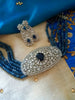 N0116_Classy blue crystal choker necklace set studded  with  American diamond stones.