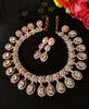 N0365_Ravishing oval design American Diamond stones studded necklace set.