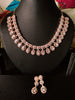 N0365_Ravishing oval design American Diamond stones studded necklace set.