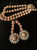 N0364_Gorgeous floral design American Diamond studded side pendant necklace set.