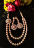 N0364_Gorgeous floral design American Diamond studded side pendant necklace set.