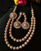 N0364_Gorgeous floral design American Diamond studded side pendant necklace set.