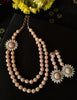 N0364_Gorgeous floral design American Diamond studded side pendant necklace set.