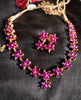 N0398_Elegant Gold plated Necklace with delicate design pendant studded with a touch of Precious ruby stones.