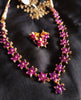 N0398_Elegant Gold plated Necklace with delicate design pendant studded with a touch of Precious ruby stones.