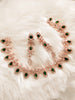 N0426_Elegant design american diamond embellished necklace with a touch of green  stones.