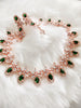 N0426_Elegant design american diamond embellished necklace with a touch of green  stones.