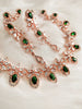 N0426_Elegant design american diamond embellished necklace with a touch of green  stones.