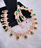 N0426_Elegant design american diamond embellished necklace with a touch of green  stones.