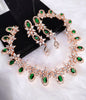 N0426_Elegant design american diamond embellished necklace with a touch of green  stones.