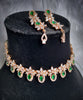 N0426_Elegant design american diamond embellished necklace with a touch of green  stones.