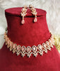 N0428_Elegant designer american diamond embellished necklace with a touch of pink stone work.