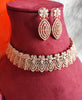 N0433_Classic designer american diamond embellished necklace with a touch of red stone work.