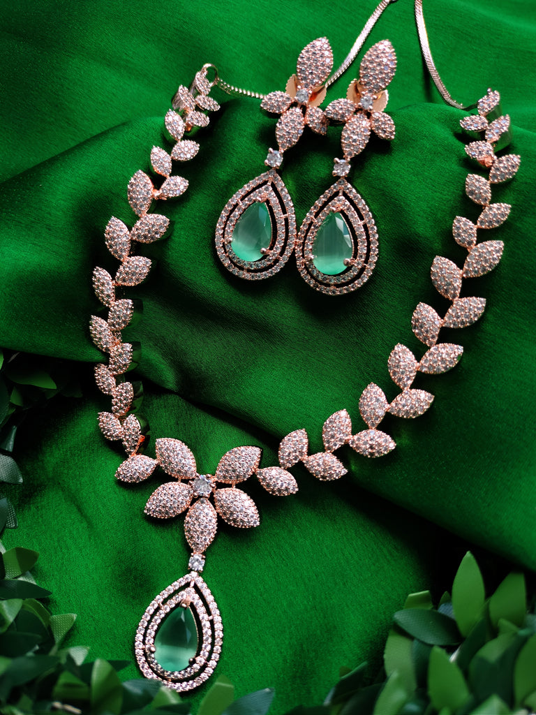 Rose Gold Mint Green Jewelry Sets N01168_Grand Lovely Designer