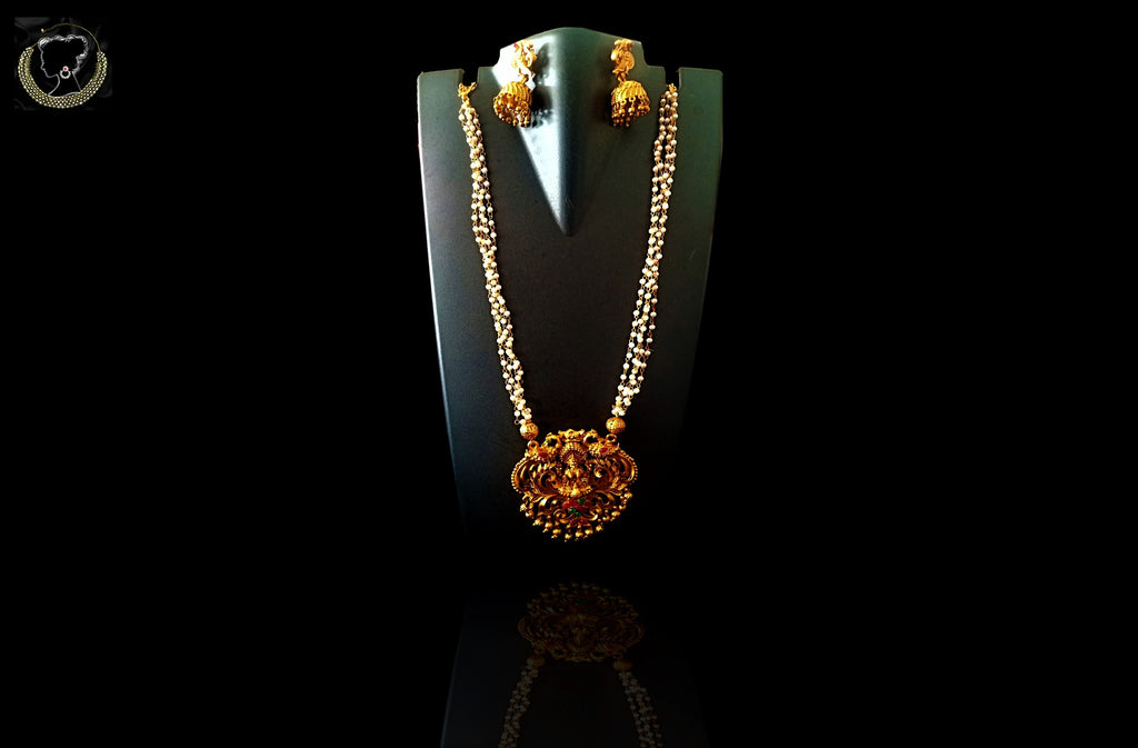 N068_Gorgeous matte Gold polish Temple jewelry design Lakshmi