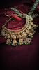 N05002_ Grand classic matte gold polished temple jewelry choker style crafted gold plated necklace set embellished with stones .