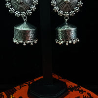 Silver oxidized earrings with never seen pattern and exclusive silver work for a stunning and stylish look.