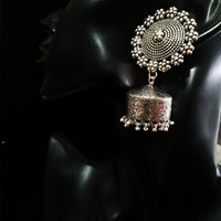 Silver oxidized earrings with never seen pattern and exclusive silver work for a stunning and stylish look.
