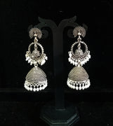 Silver oxidized earrings with never seen pattern and exclusive silver work for a stunning and stylish look.