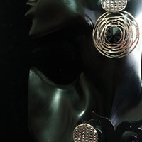 Silver oxidized earrings with never seen pattern and exclusive silver work with black stone for a stunning and stylish look.