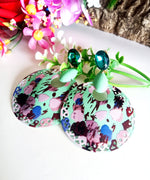 E0445_Classy disc shaped earring with colorful patters with a touch of stones (medium size).