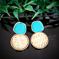 E0389_Classy jute embossed earrings (ear drop hangings).