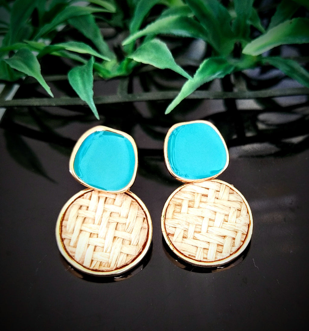 E0389_Classy jute embossed earrings (ear drop hangings).