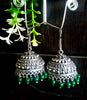 E0447_Gorgeous German silver oxidized jumkas with a touch of bead drops (medium size)