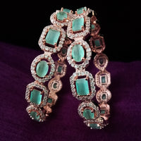 B0177_S_Elegant Rose Gold bangles embellished with American Diamond stones.