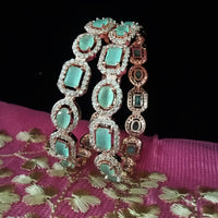 B0177_S_Elegant Rose Gold bangles embellished with American Diamond stones.