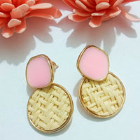 E0453_Classy jute embossed earrings (ear drop hanging)