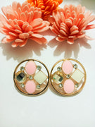 E0454_Classy studs with a touch of pink and white stones (medium size)