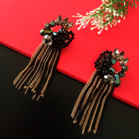 E0481_Trendy chain drop danglers with a touch of shiny stones and beads(long hanging)