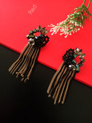 E0481_Trendy chain drop danglers with a touch of shiny stones and beads(long hanging)