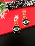 E0485_Trendy chain drop eye pattern earring(ear drop hanging)