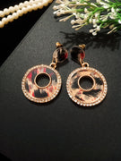 E0493_Classy disc shaped earring with a touch of stones(ear drop hanging)