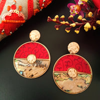 E0504_ Classy disc shaped earrings with beautiful patterns(medium size)